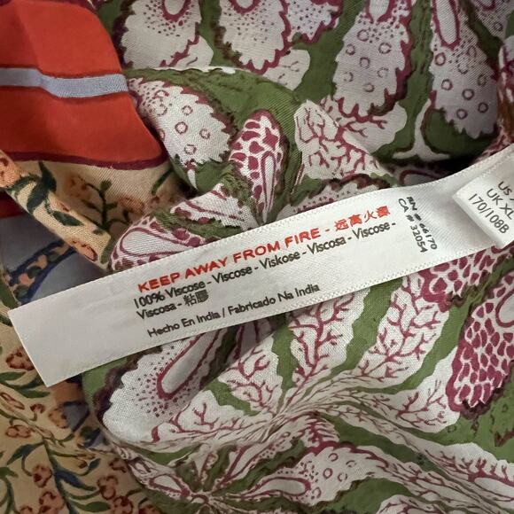 Anthropologie | Sonrisa Paisley Floral Red Blue Tassel Balloon Sleeve Blouse Top - Picture 9 of 9